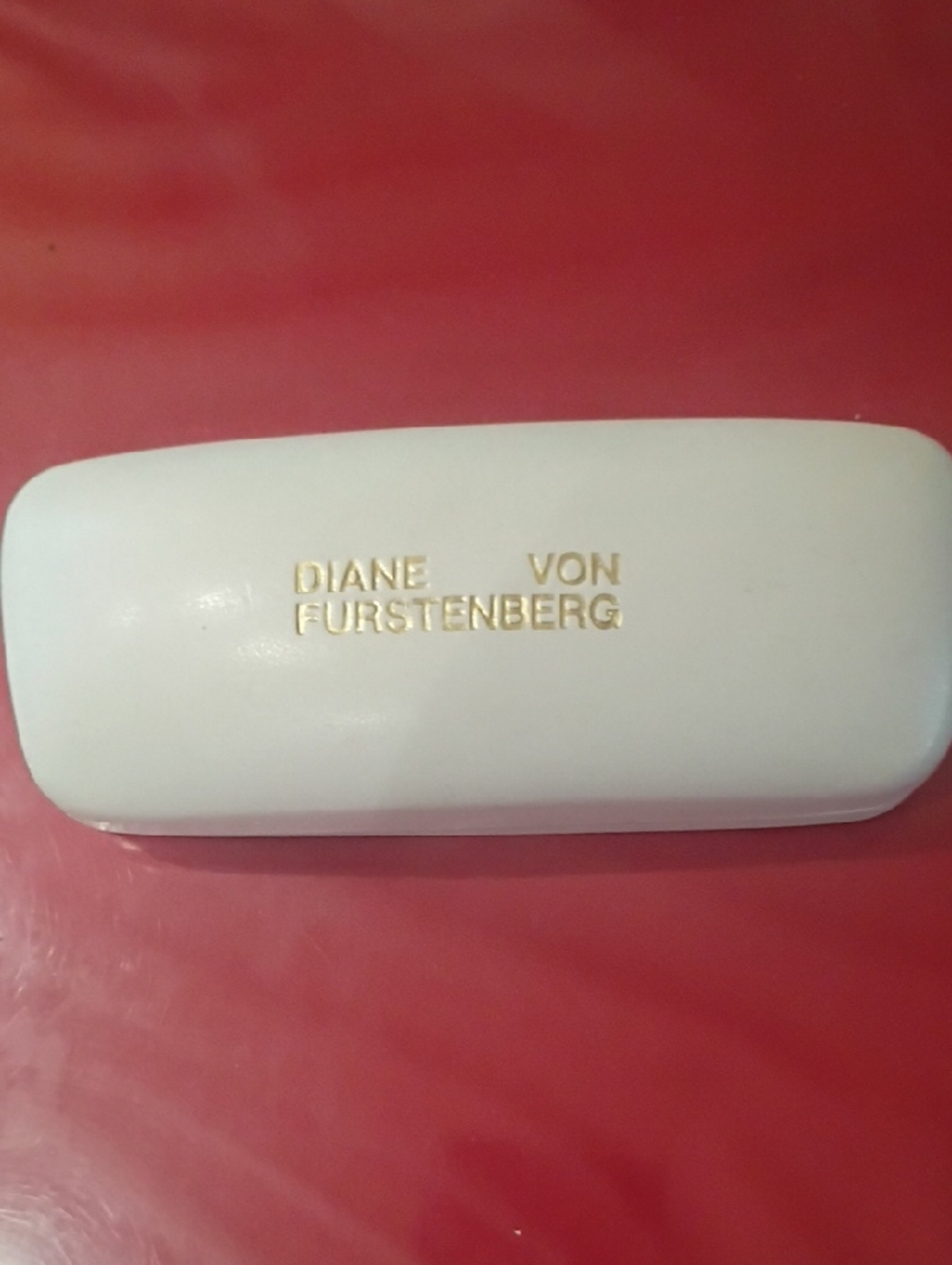Diane Von Furstenberg White Eyeglass Case with Gold Logo